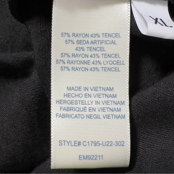 Cloth & Stone Short Sleeve Tie Waist Top Sz XL Black - Picture 11 of 13